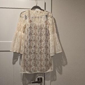 Michael  Kors Lined Laced Ivory Dress